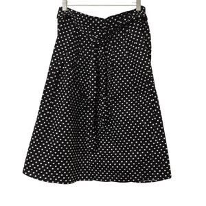 See You Monday Women's Black White Polka Dot Midi Skirt Large Cotton
